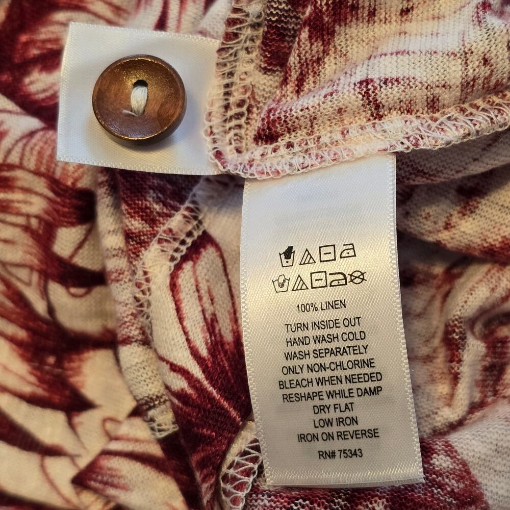Rachel Zoe Top Womens Size Small Red White Toucan Tropical Print 100% Linen - Picture 4 of 9